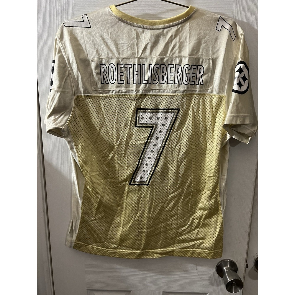 Ben Roethlisberger #7 Pittsburgh Steelers Gold Reebok NFL Jersey Womens XLarge - Picture 2 of 6